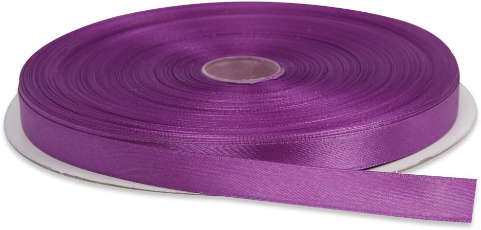 1/2 Inches x 50 Yards Double Face Solid Satin Ribbon Roll, Purple