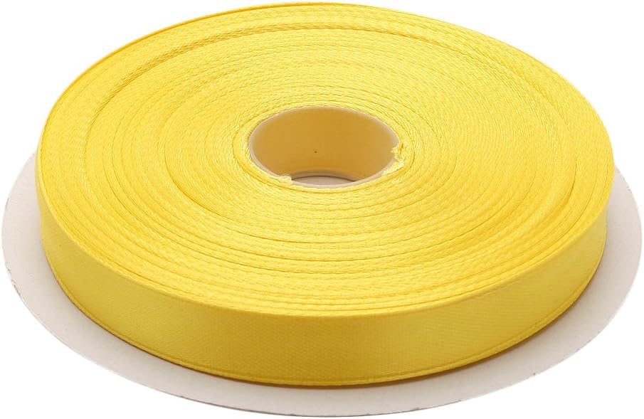 1/2 Inches x 50 Yards Double Face Solid Satin Ribbon Roll, Yellow