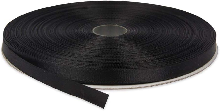 Black Ribbon - 3/8 Inch x 50 Yards Double Face Solid Satin Roll - Elegant Black Ribbon for Gift Wrap, Hair, Wedding, Sewing, Crafts