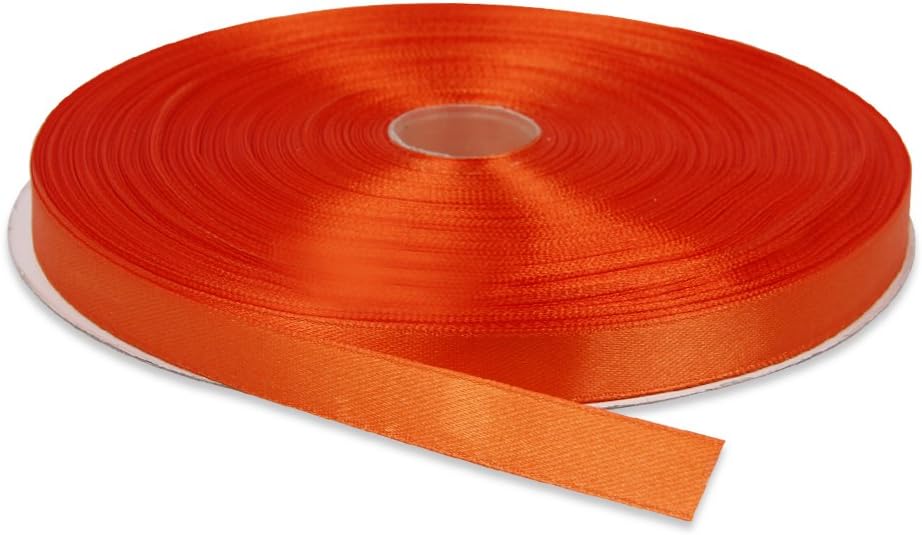 1/2 Inches x 50 Yards Double Face Solid Satin Ribbon Roll, Orange