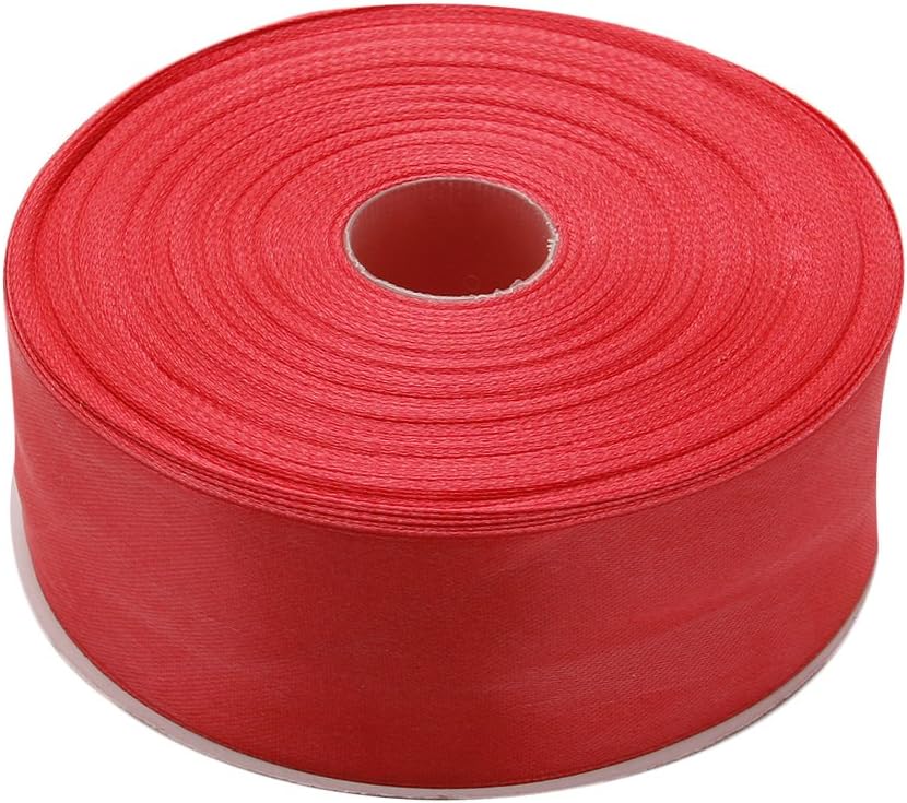 1-1/2 Inches x 50 Yards Double Face Solid Satin Ribbon Roll, Coral