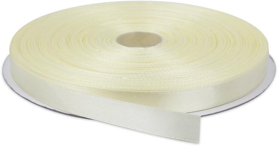 1/2 Inches x 100 Yards Double Face Solid Satin Ribbon Roll, Light Yellow