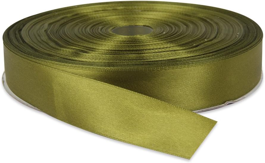 1" Olive Green Double Face Solid Satin Ribbon 50 Yards-Roll Multiple Colors Available by Topenca Supplies