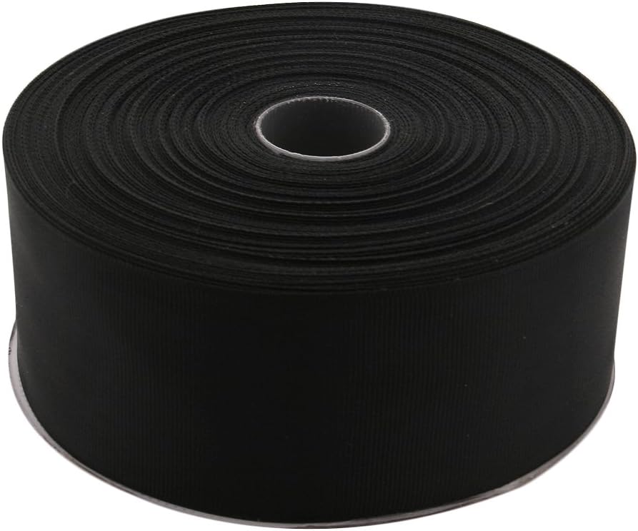 Topenca Supplies 2 Inches x 50 Yards Double Face Solid Grosgrain Ribbon Roll, Black
