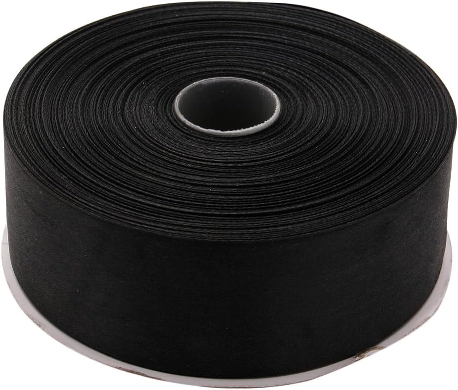 1-1/2 Inches x 50 Yards Double Face Solid Satin Ribbon Roll, Black