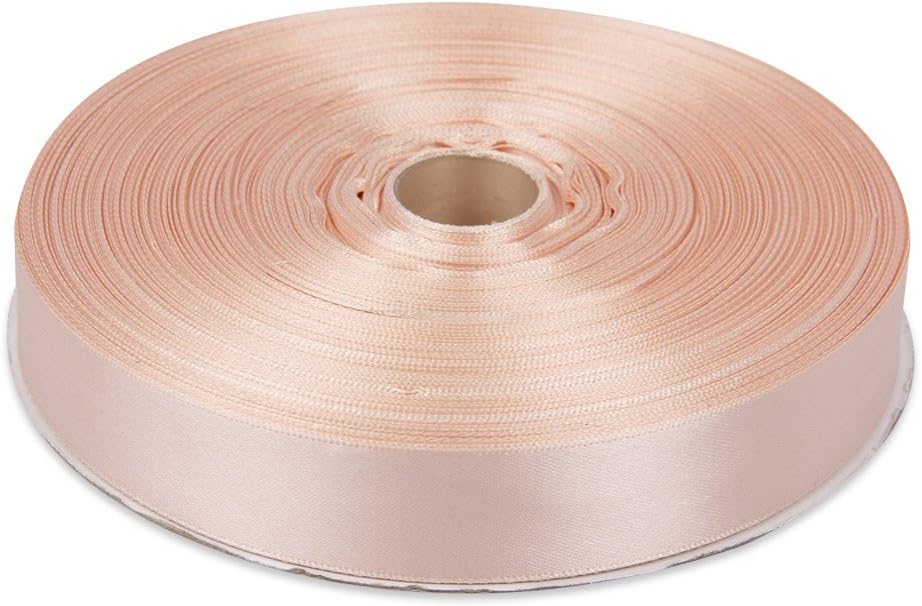 1" Peach Double Face Solid Satin Ribbon 50 Yards-Roll Multiple Colors Available by Topenca Supplies