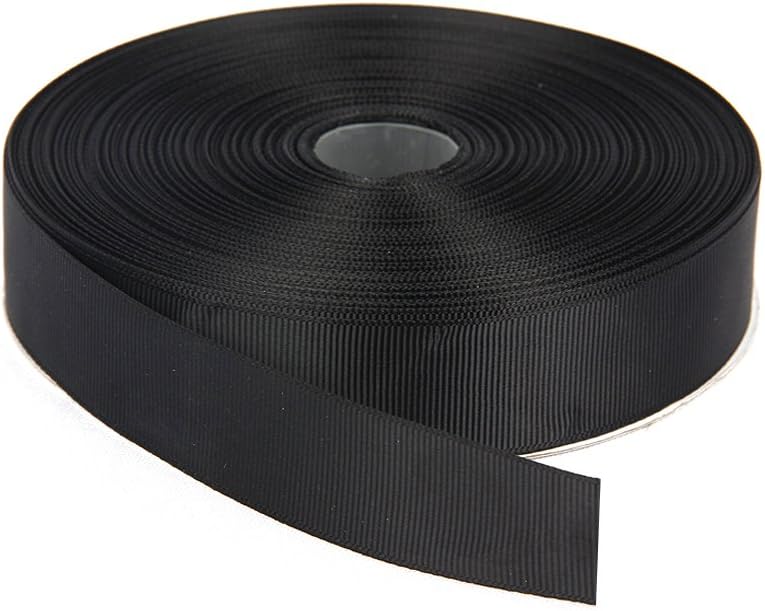 1 Inch x 50 Yards Double Face Solid Grosgrain Ribbon Roll, Black