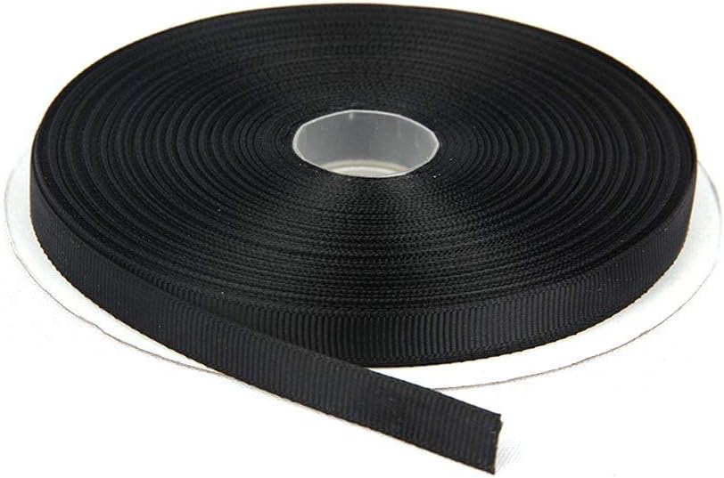 Topenca Supplies 3/8 Inches x 50 Yards Double Face Solid Grosgrain Ribbon Roll, Black