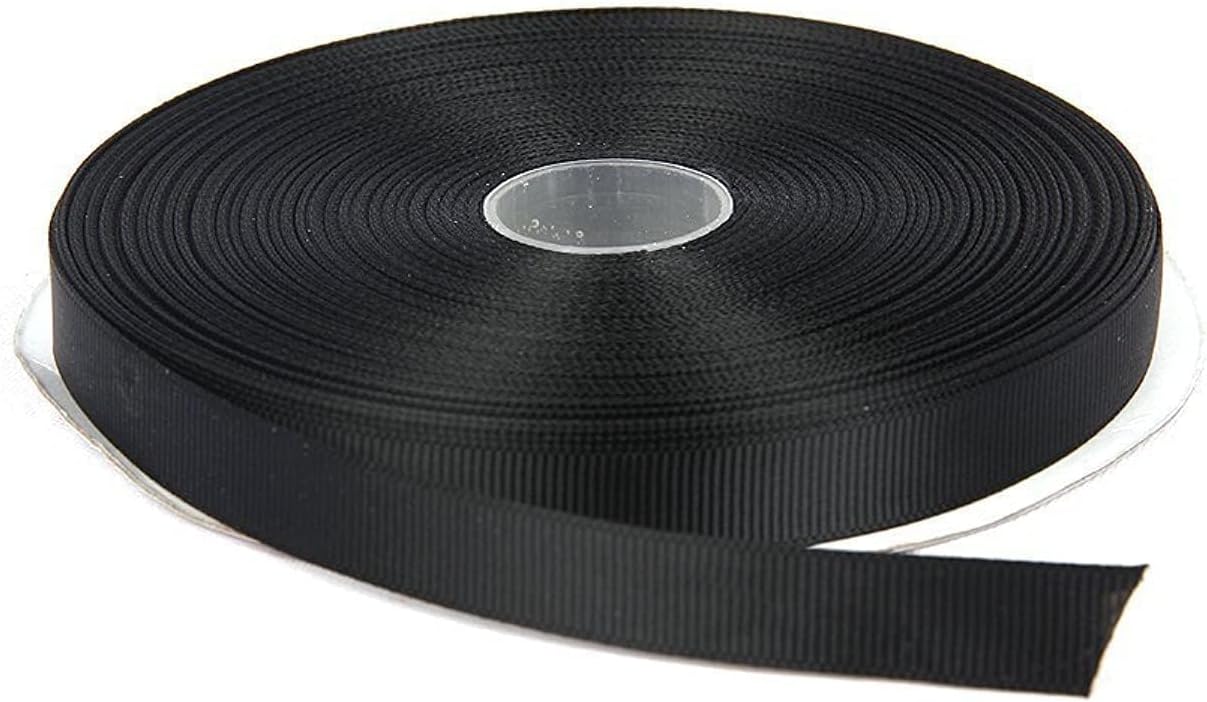 1/2 Inches x 50 Yards Double Face Solid Grosgrain Ribbon Roll, Black