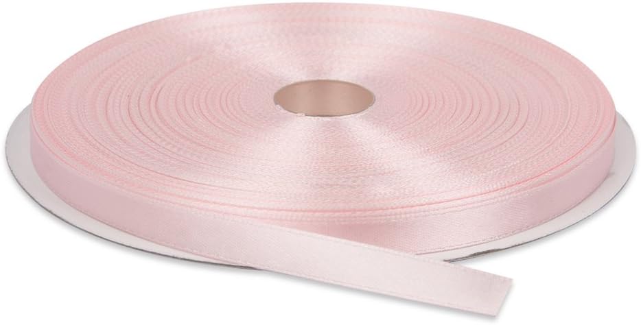Topenca Supplies 3/8 Inches x 50 Yards Double Face Solid Satin Ribbon Roll, Baby Pink