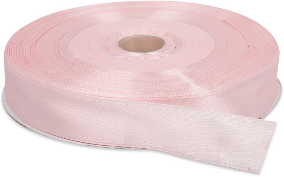 1-1/2 Inches x 50 Yards Double Face Solid Satin Ribbon Roll, Baby Pink