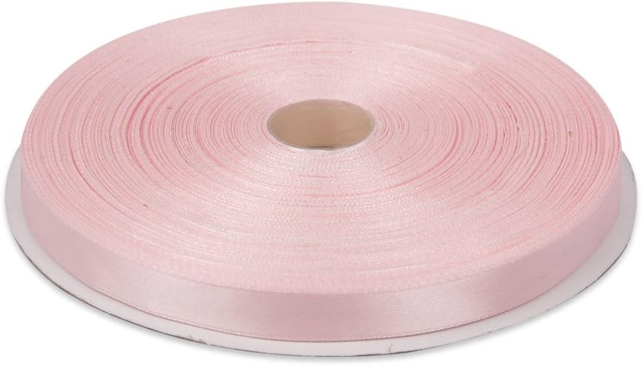 1/2 Inches x 50 Yards Double Face Solid Satin Ribbon Roll, Baby Pink