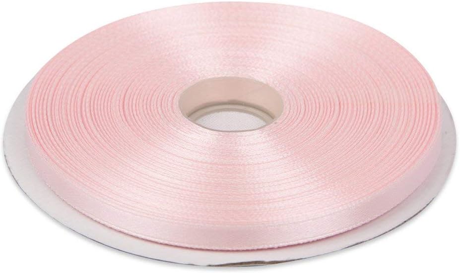 Topenca Supplies 1/4 Inches x 50 Yards Double Face Solid Satin Ribbon Roll, Baby Pink
