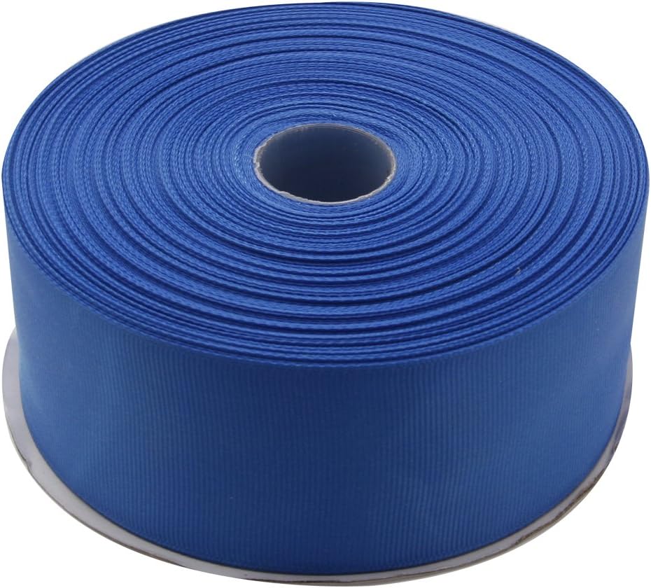 Topenca Supplies 2 Inches x 50 Yards Double Face Solid Grosgrain Ribbon Roll, Blue