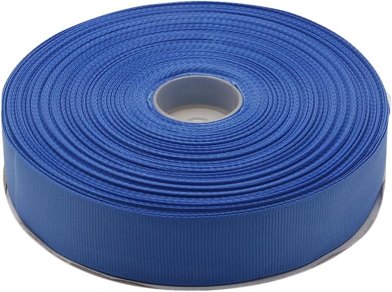 Topenca Supplies 1 Inch x 50 Yards Double Face Solid Grosgrain Ribbon Roll, Blue