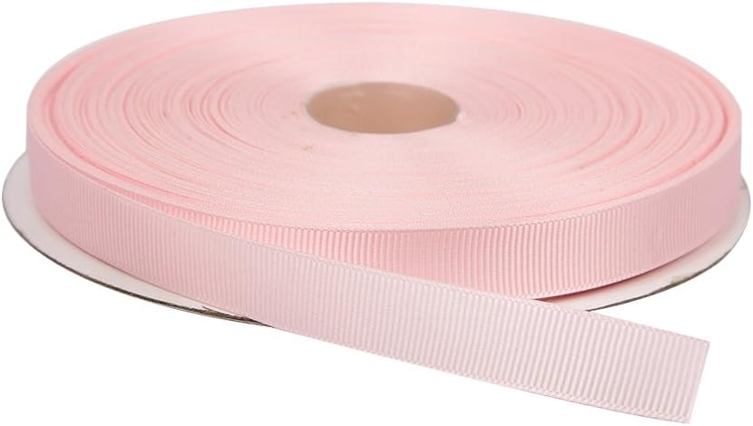 1/2 Inches x 50 Yards Double Face Solid Grosgrain Ribbon Roll, Baby Pink