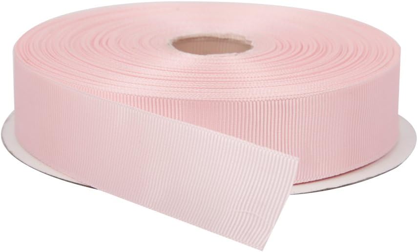 1 Inch x 50 Yards Double Face Solid Grosgrain Ribbon Roll, Baby Pink