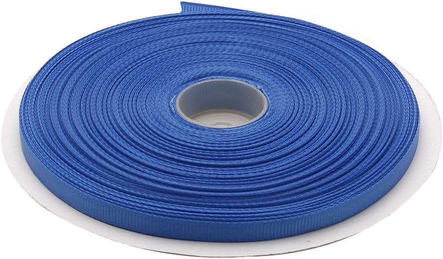 Topenca Supplies 1/4 Inches x 50 Yards Double Face Solid Grosgrain Ribbon Roll, Blue
