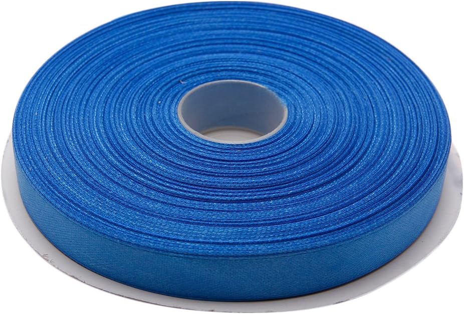 1/2 Inches x 50 Yards Double Face Solid Satin Ribbon Roll, Blue
