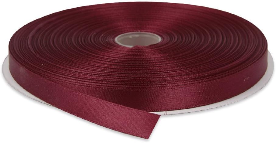 5/8 Inches x 50 Yards Double Face Solid Satin Ribbon Roll, Burgundy