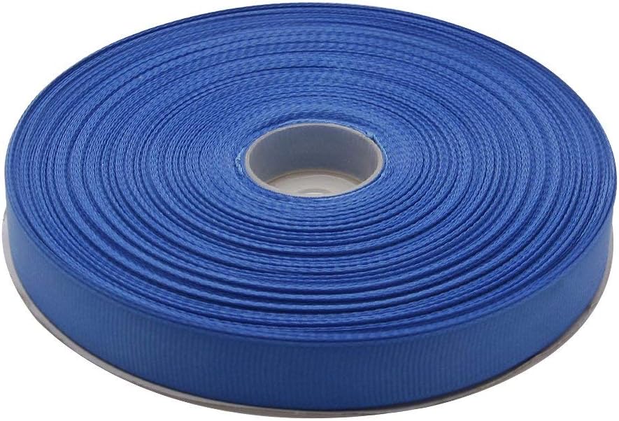 Topenca Supplies 5/8 Inches x 50 Yards Double Face Solid Grosgrain Ribbon Roll, Blue