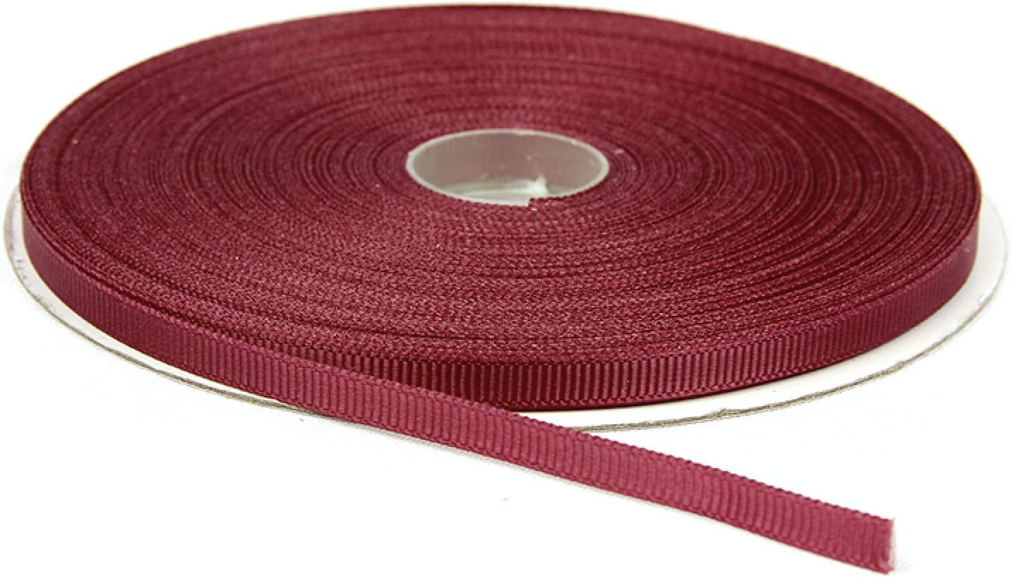 Topenca Supplies 1/4 Inches x 50 Yards Double Face Solid Grosgrain Ribbon Roll, Burgundy