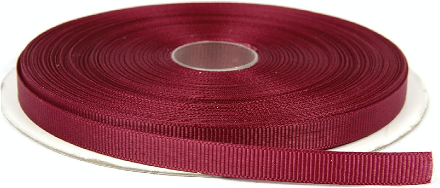 1/2 Inches x 50 Yards Double Face Solid Grosgrain Ribbon Roll, Burgundy