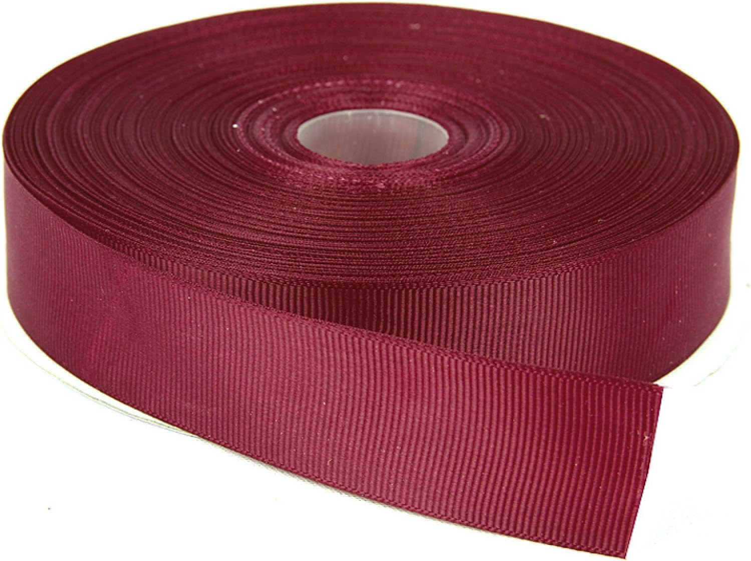 1 Inch x 50 Yards Double Face Solid Grosgrain Ribbon Roll, Burgundy