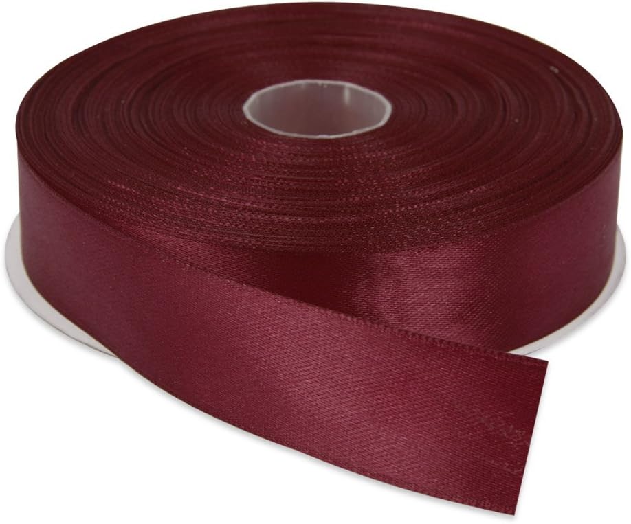 2 Inches x 50 Yards Double Face Solid Satin Ribbon Roll, Burgundy