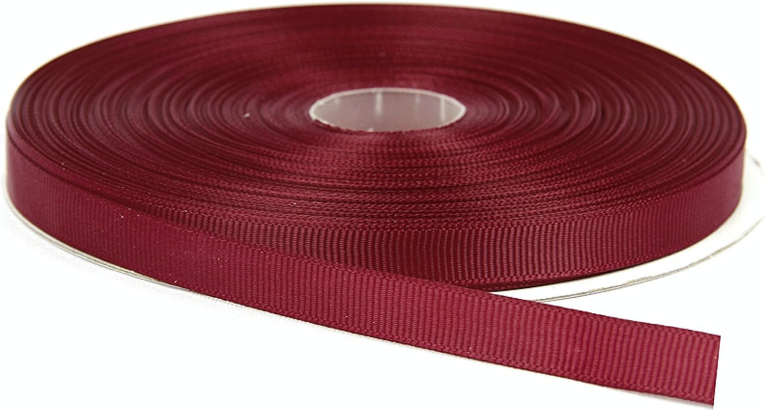 Topenca Supplies 3/8 Inches x 50 Yards Double Face Solid Grosgrain Ribbon Roll, Burgundy