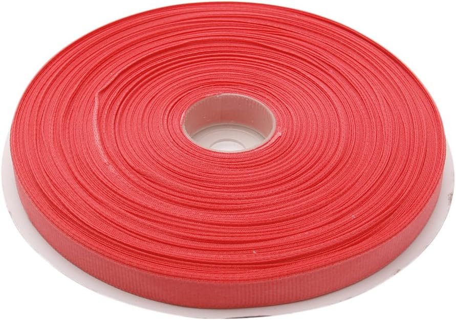 Topenca Supplies 3/8 Inches x 50 Yards Double Face Solid Grosgrain Ribbon Roll, Coral