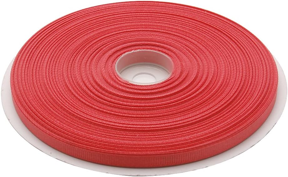 1/4 Inches x 50 Yards Double Face Solid Grosgrain Ribbon Roll, Coral