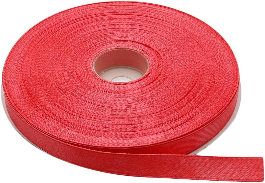 Topenca Supplies 3/8 Inches x 50 Yards Double Face Solid Satin Ribbon Roll, Coral