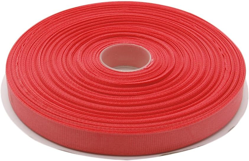 Topenca Supplies 1/2 Inches x 50 Yards Double Face Solid Grosgrain Ribbon Roll, Coral