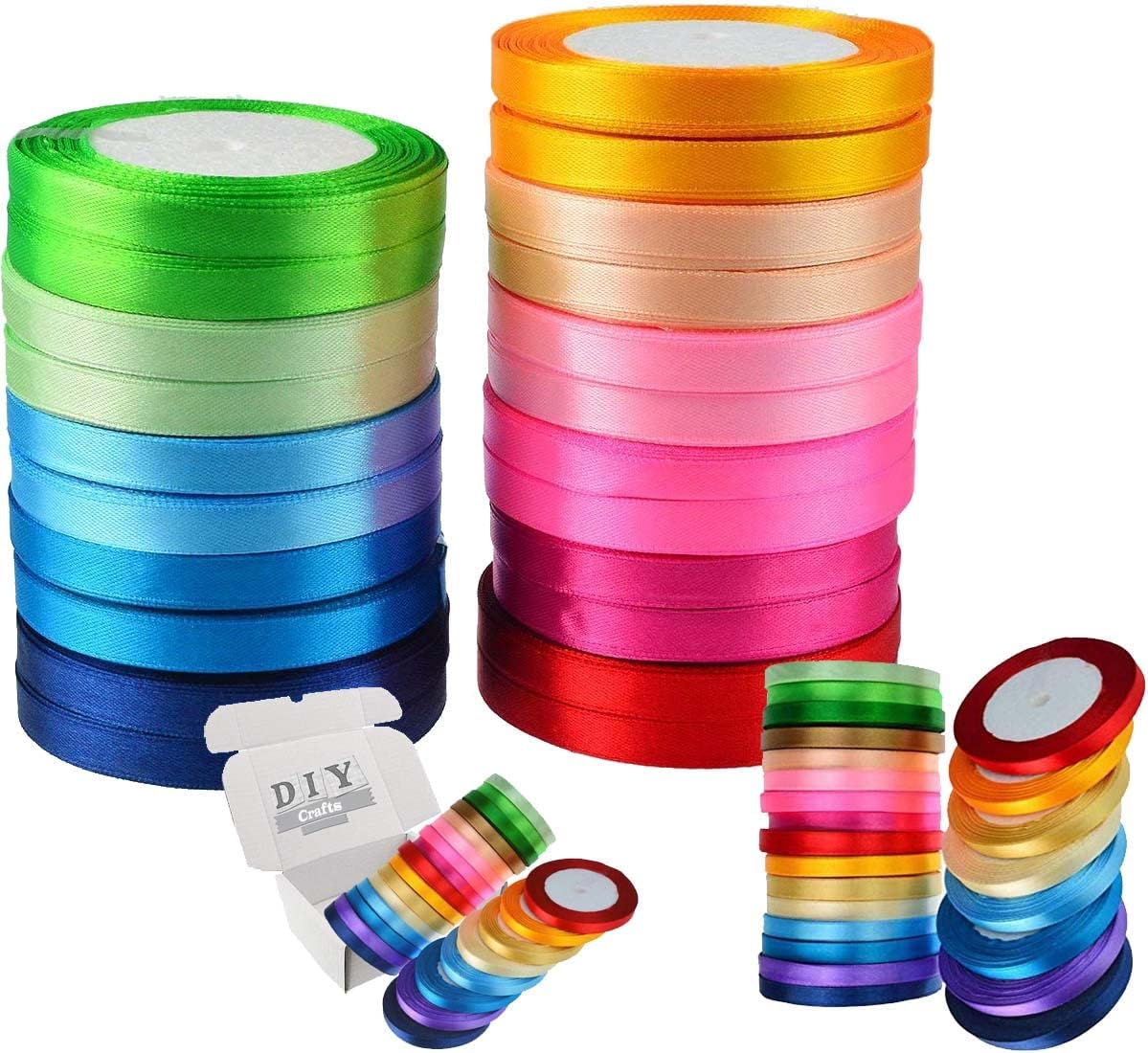 Topenca Supplies 5/8 Inches x 50 Yards Double Face Solid Satin Ribbon Roll, Coral