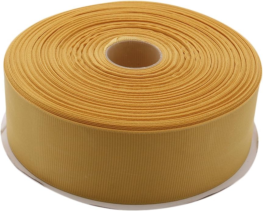 Topenca Supplies 1-1/2 Inches x 50 Yards Double Face Solid Grosgrain Ribbon Roll, Gold
