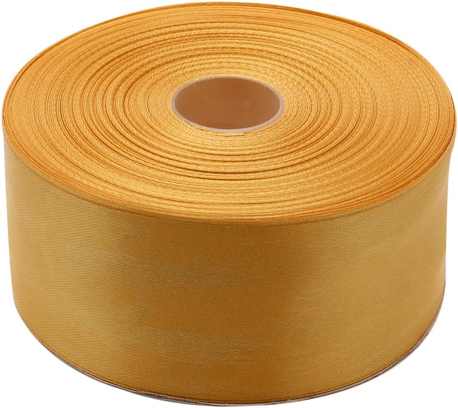 2 Inches x 50 Yards Double Face Solid Satin Ribbon Roll, Gold
