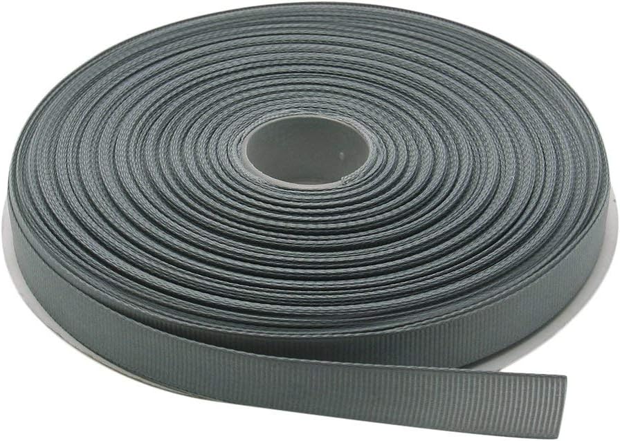 Topenca Supplies 1/2 Inches x 50 Yards Double Face Solid Grosgrain Ribbon Roll, Grey