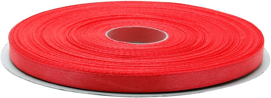 1/4 Inches x 50 Yards Double Face Solid Satin Ribbon Roll, Coral
