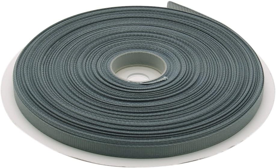 Topenca Supplies 1/4 Inches x 50 Yards Double Face Solid Grosgrain Ribbon Roll, Grey