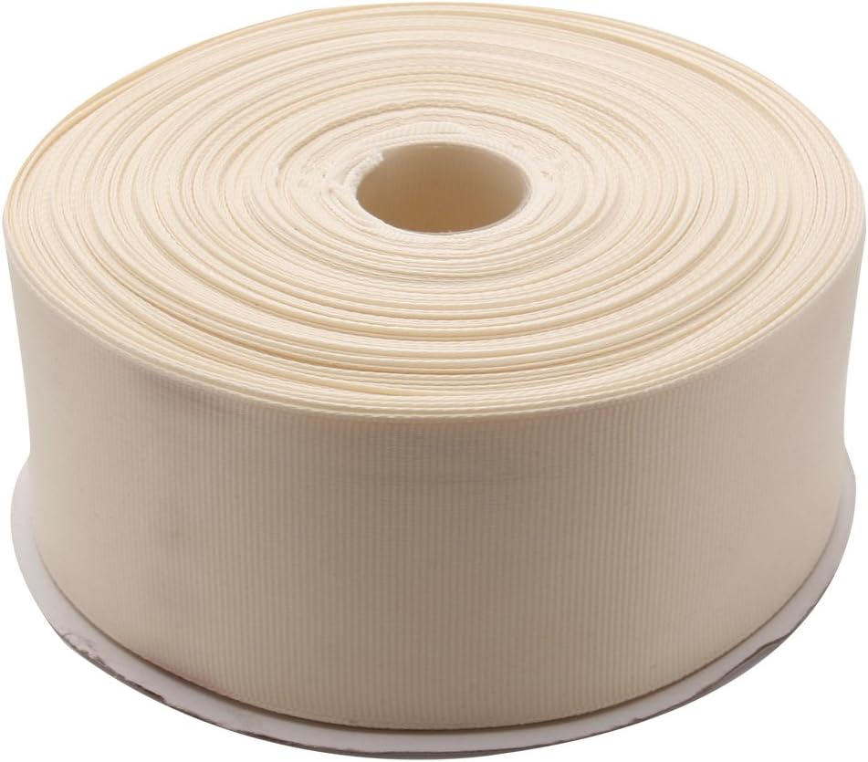 Topenca Supplies 2 Inches x 50 Yards Double Face Solid Grosgrain Ribbon Roll, Ivory