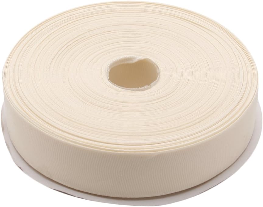 Topenca Supplies 1 Inch x 50 Yards Double Face Solid Grosgrain Ribbon Roll, Ivory
