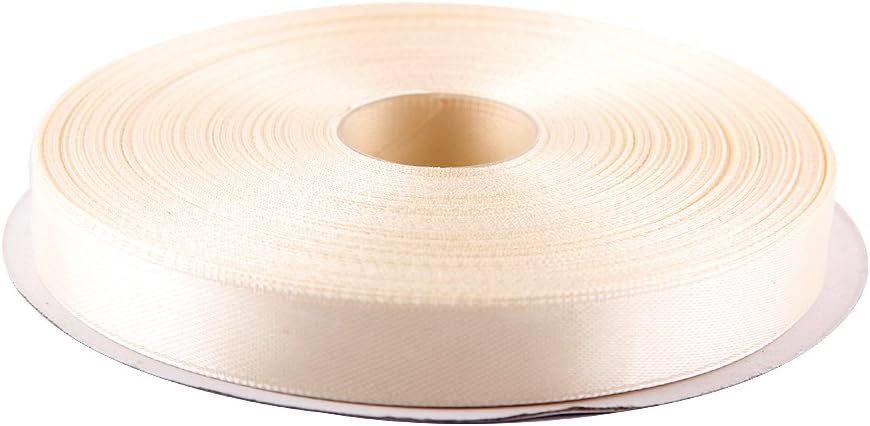 1/2 Inches x 50 Yards Double Face Solid Satin Ribbon Roll, Ivory
