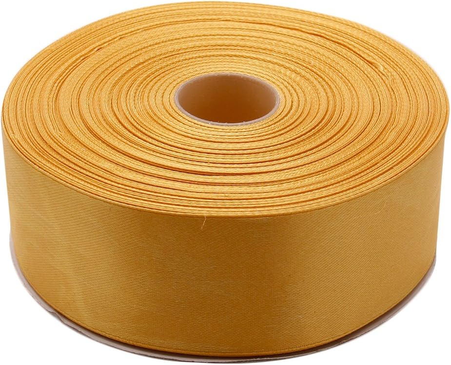 1-1/2 Inches x 50 Yards Double Face Solid Satin Ribbon Roll, Gold