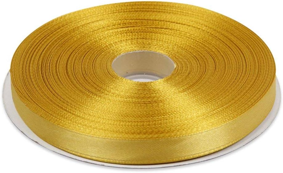 3/8 Inches x 50 Yards Double Face Solid Satin Ribbon Roll, Gold