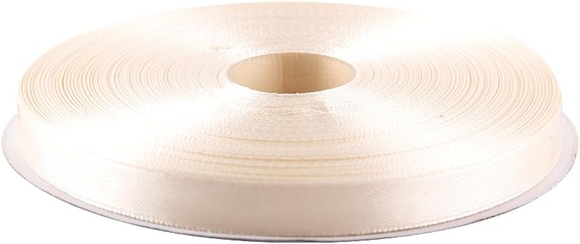 Topenca Supplies 3/8 Inches x 50 Yards Double Face Solid Satin Ribbon Roll, Ivory
