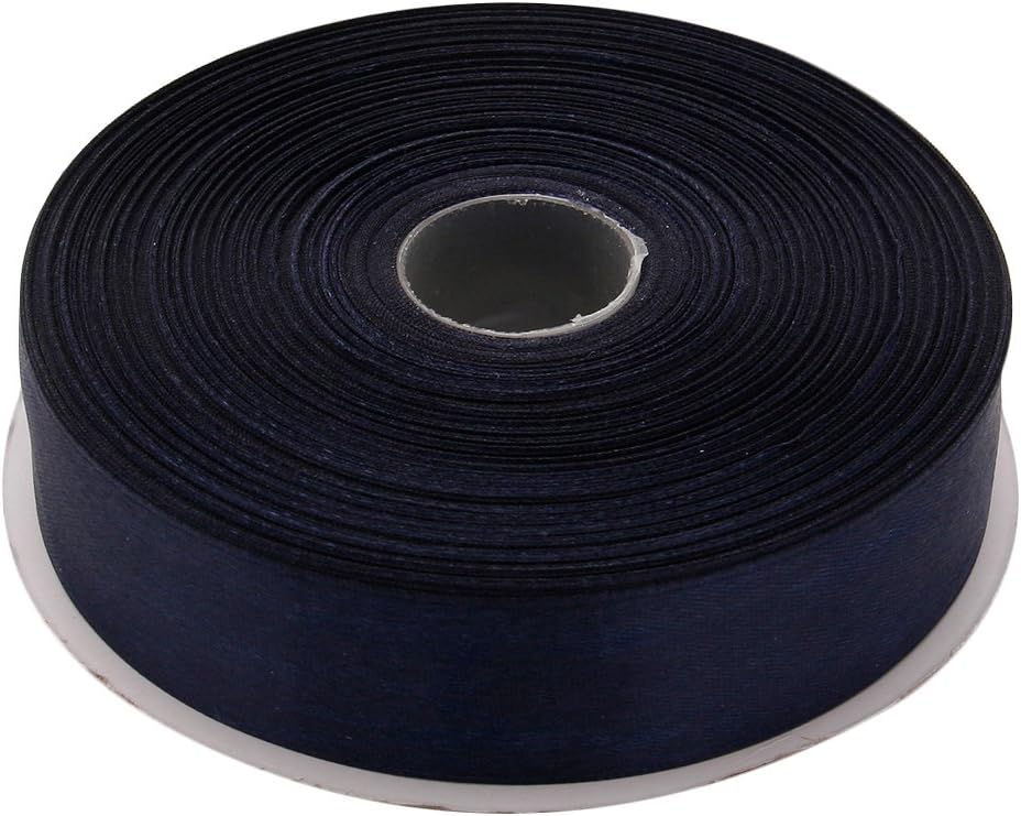 Topenca Supplies 1 Inch x 50 Yards Double Face Solid Satin Ribbon Roll, Navy Blue
