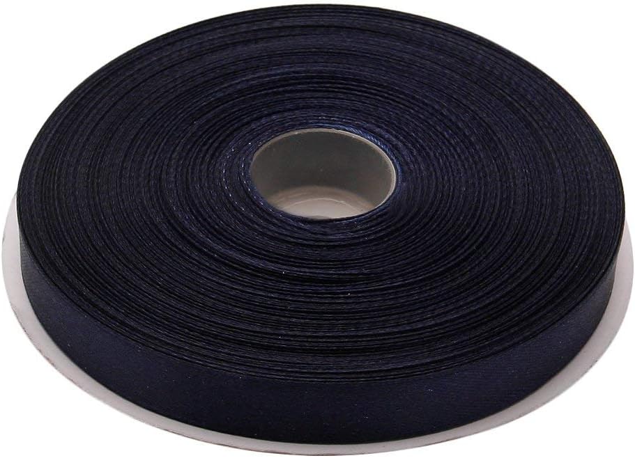 Topenca Supplies 3/8 Inches x 50 Yards Double Face Solid Satin Ribbon Roll, Navy Blue