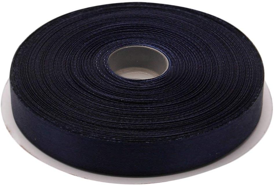 5/8 Inches x 50 Yards Double Face Solid Satin Ribbon Roll, Navy Blue
