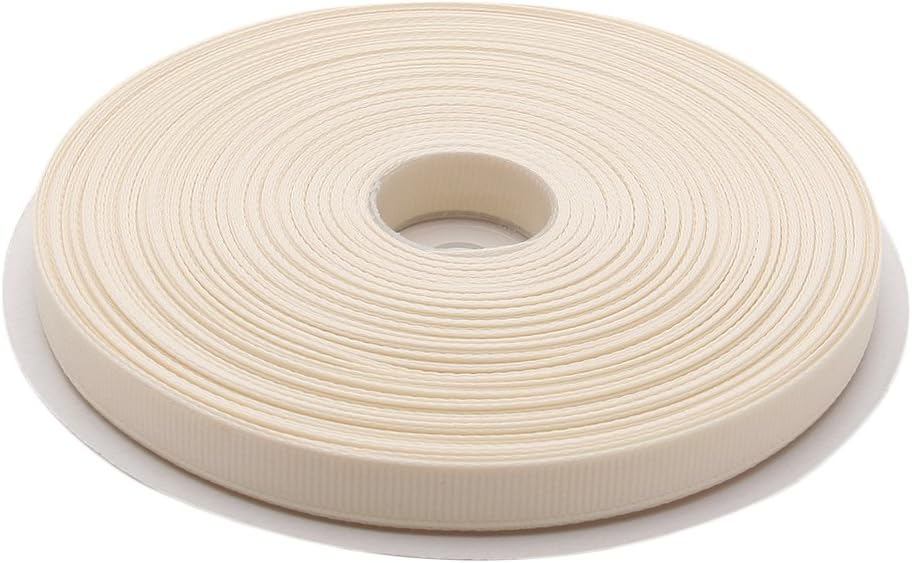 3/8 Inches x 50 Yards Double Face Solid Grosgrain Ribbon Roll, Ivory